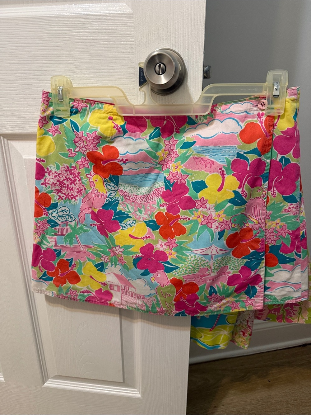 Vintage Lilly Pulitzer Tropical Floral Mini Skirt  in Pink, Yellow, Turquoise